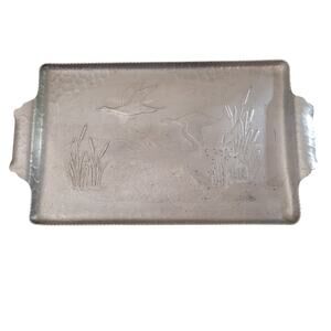 Vintage Aluminum Flying Duck Snack Serving Tray 16" Rustic Cabin Mid Century Mod